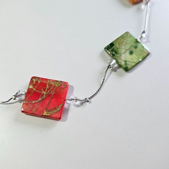 You & I silver tone colorful shell necklace - Picture 14 of 15